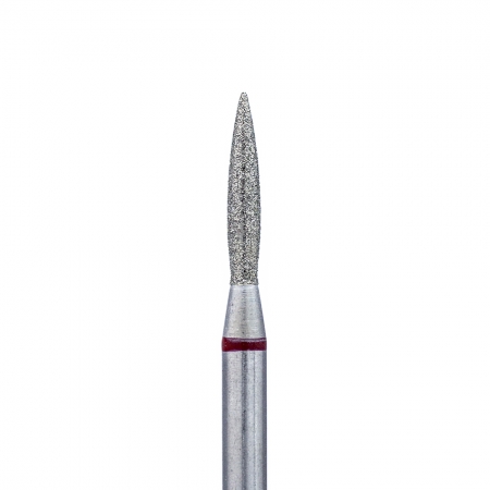 Фреза Кристалл Nails алмазная Пламя острое, диаметр 1,8 мм, красная насечка